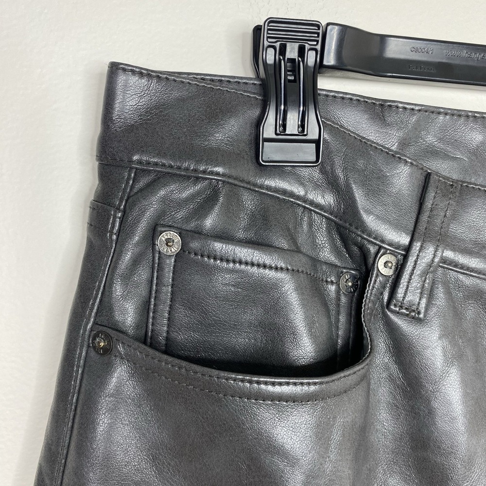 AGOLDE Sloane Recycled Leather-Blend Mid-Rise Straight-Leg Pants Dark Gray - Picture 5 of 15